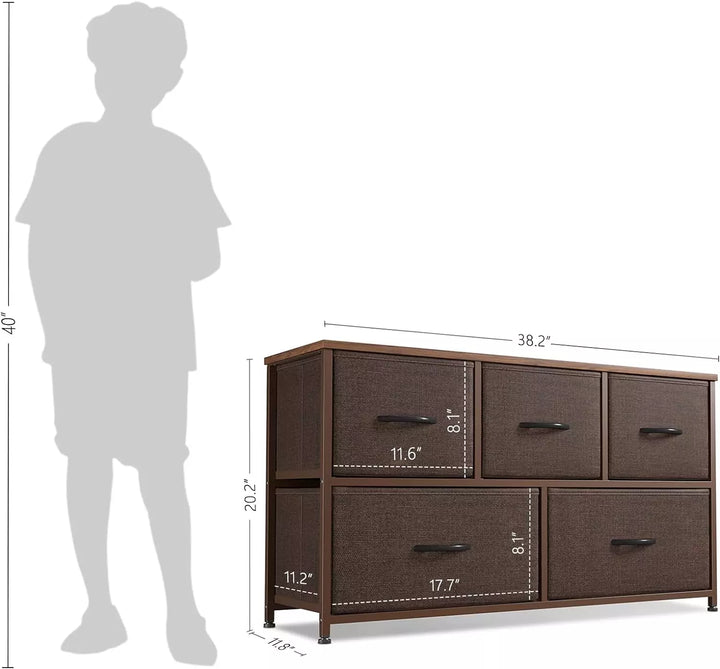 Cubiker Dresser Storage 5-2 Drawer Chest, Brown