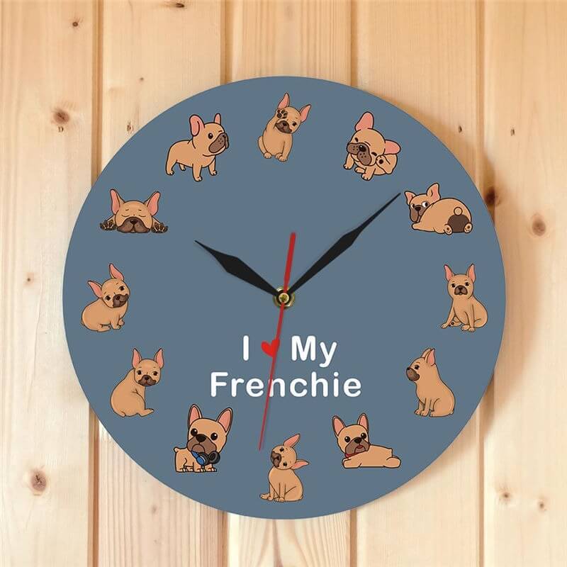 "I Love My Frenchie" Silent Non-Ticking Wall Clock