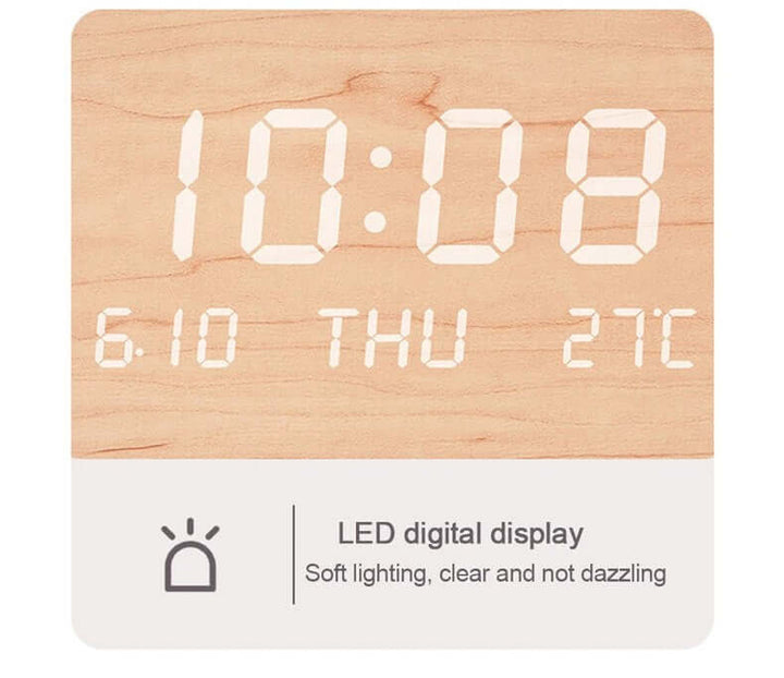 LED Digital Wall Clock w/ Temperature & Date Time Display