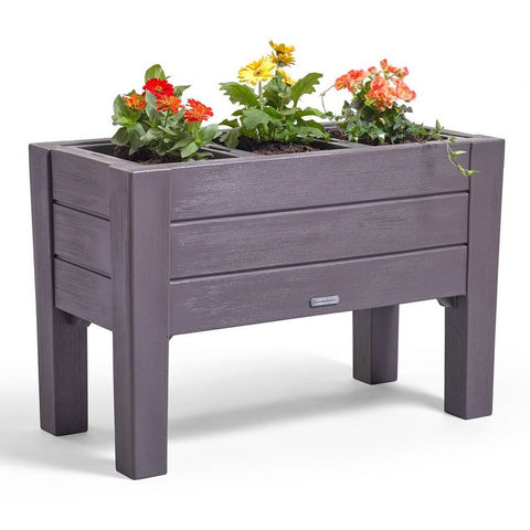 Espresso Rectangular Plastic Raised Garden Bed Planter Box with Removeable Trays