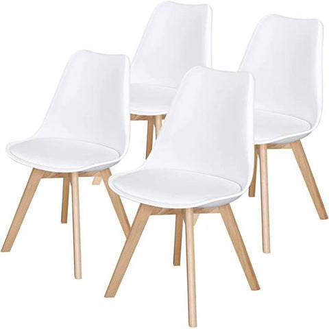 Set of 4 Modern Dining Chairs w/ Beechwood Legs