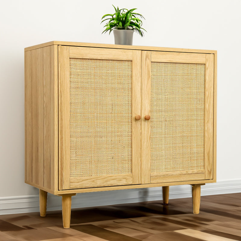 Rattan Accent Cabinet with Doors and Storage