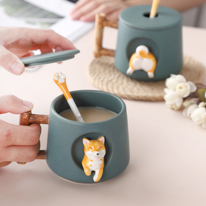 Creative Cute Mugs With Lid & Spoon