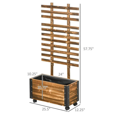 Farmhouse Rustic Wooden Raised Garden Bed Planter with Trellis on Wheels