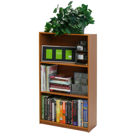 Light Cherry Finish 3-Tier Storage Shelves Bookcase