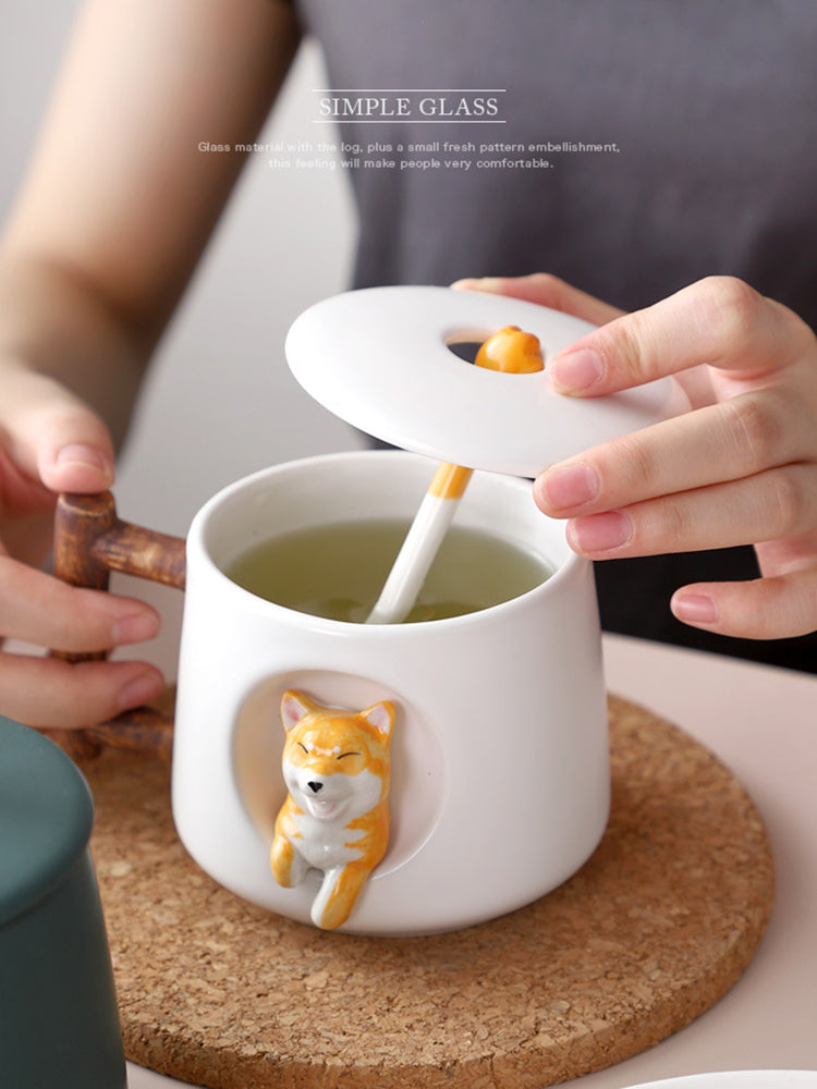 Creative Cute Mugs With Lid & Spoon