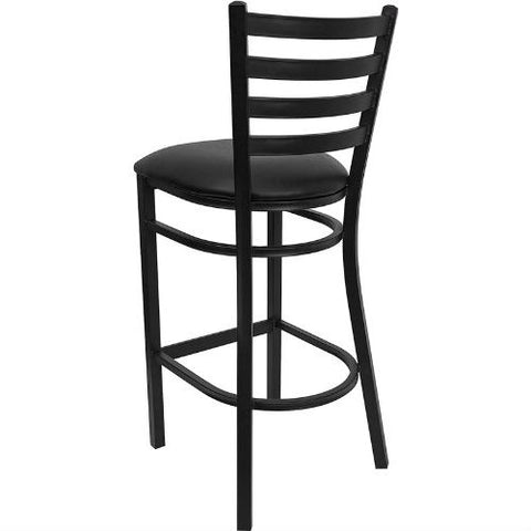 Black Metal Ladder-Back Restaurant Style Bar Stool