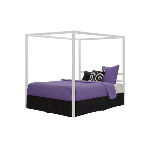 Full size Modern White Metal Canopy Bed Frame