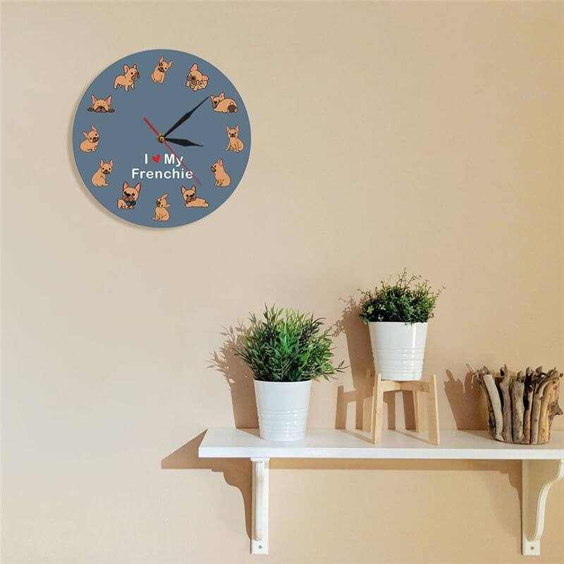 "I Love My Frenchie" Silent Non-Ticking Wall Clock