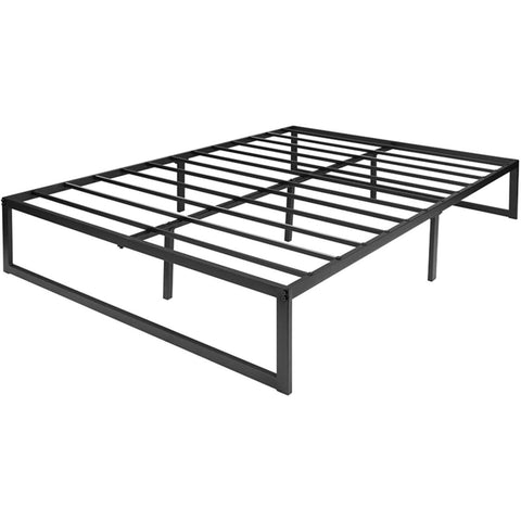 Full Size 14 Inch High Heavy Duty Black Metal Platform Bed Frame