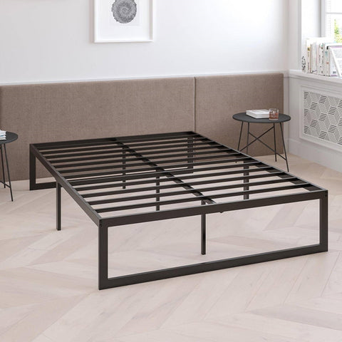 Full Size 14 Inch High Heavy Duty Black Metal Platform Bed Frame