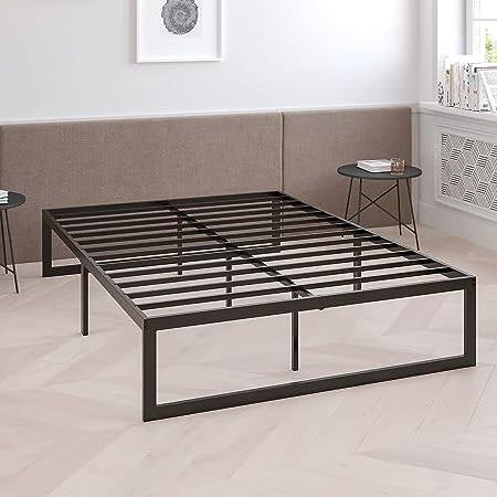 Twin Size 14 Inch Black Metal Steel Slat Platform Bed