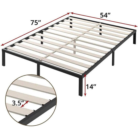 Full Heavy Duty Metal Platform Bed Frame with Wood Slats 3,500 lbs Weight Limit