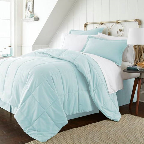 Full Size Microfiber 6-Piece Reversible Bed-in-a-Bag Comforter Set in Aqua Blue