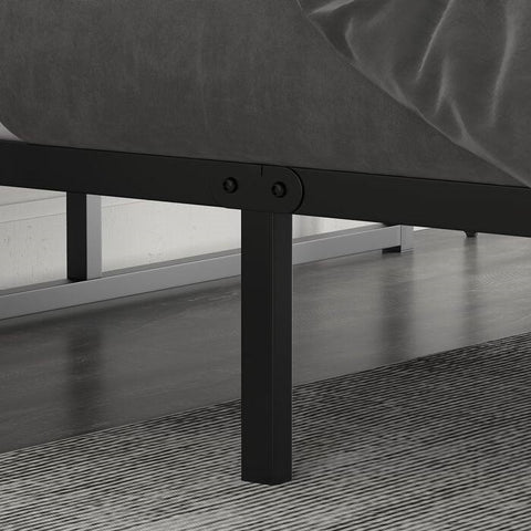 Full Size Black Metal Platform Bed Frame with Under-Bed Storage Space