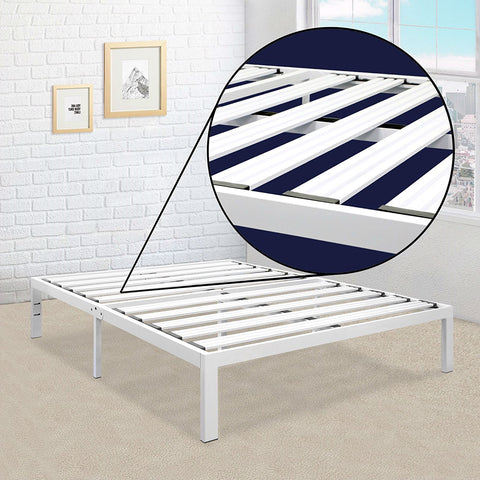 Full size Heavy Duty Metal Platform Bed Frame in White