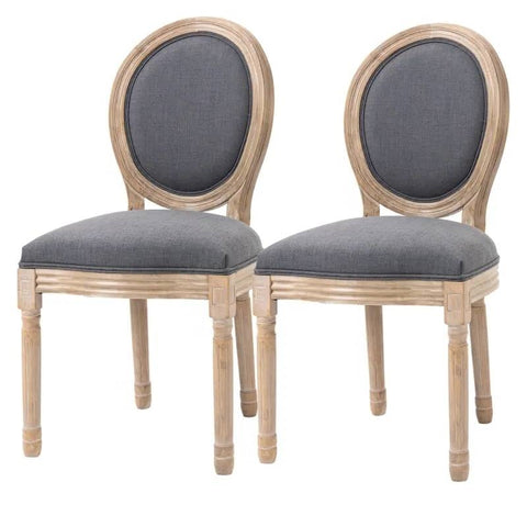 Set of 2 Upholstered Armless Curved Back Dining Chairs