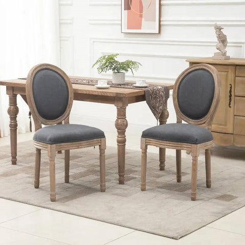 Set of 2 Upholstered Armless Curved Back Dining Chairs