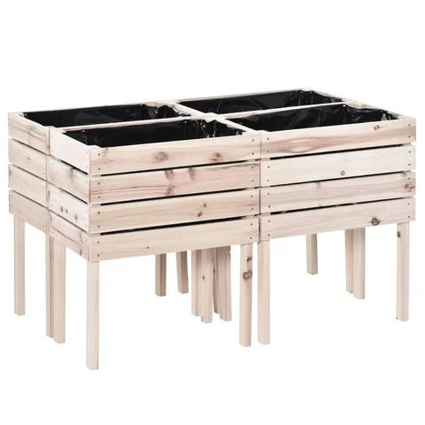 Farmhouse 4 Piece Wooden Elevated Raised Garden Bed Planter Box