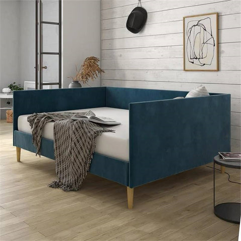 Full size Modern Navy Blue Upholstered Daybed