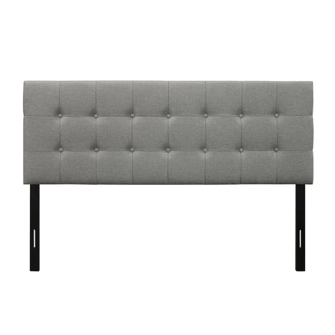 Full size Contemporary Button-Tufted Headboard in Grey Upholstered Fabric