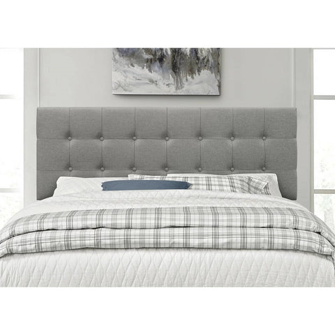 Full size Contemporary Button-Tufted Headboard in Grey Upholstered Fabric