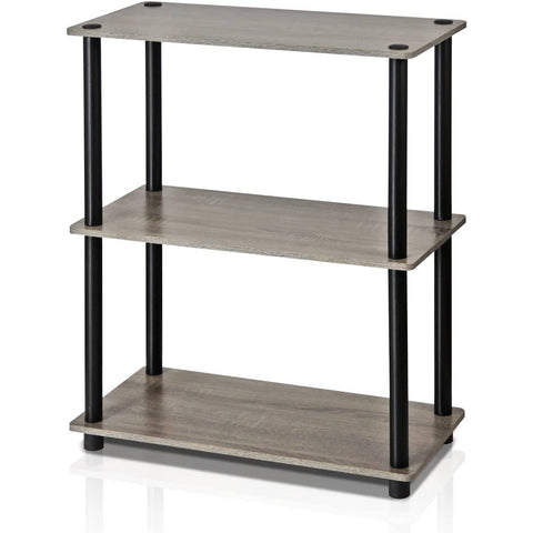 Gray Oak and Black Finish 3-Tier Bookcase