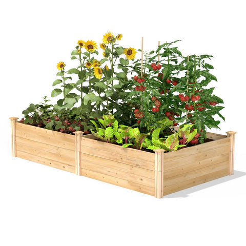 17-inch High Cedar Wood Raised Garden Bed 4 ft x 8 ft - Made in USA