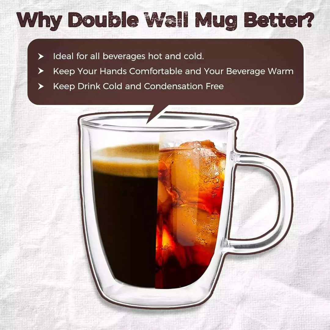 Glass Espresso Cups - Double Wall Insulated Coffee Mugs