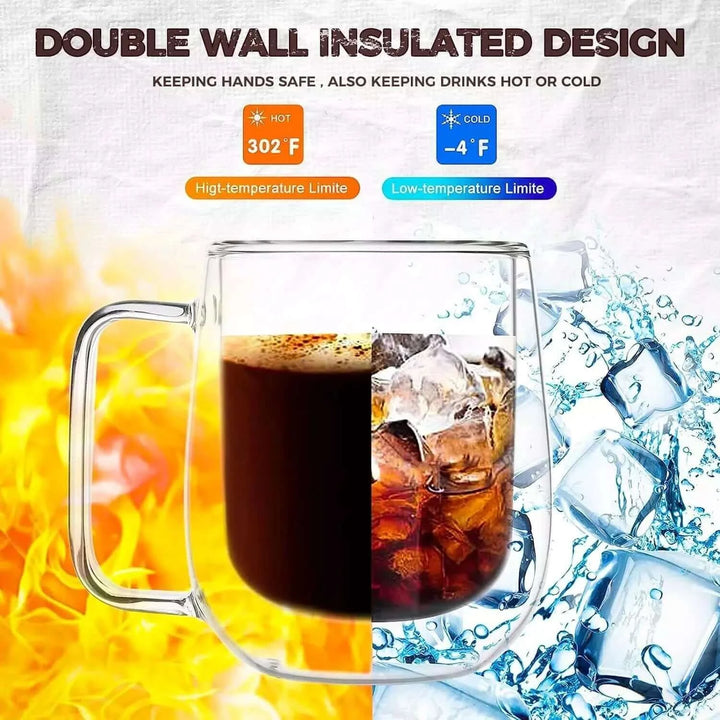 Glass Espresso Cups - Double Wall Insulated Coffee Mugs