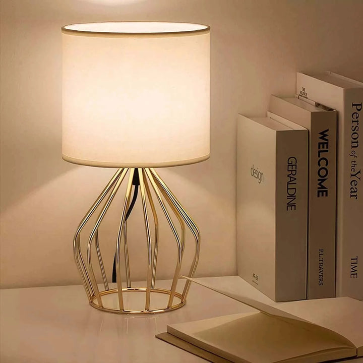 Gold Table Lamp - Modern Style Desk Lamp with Hollowed Out Base