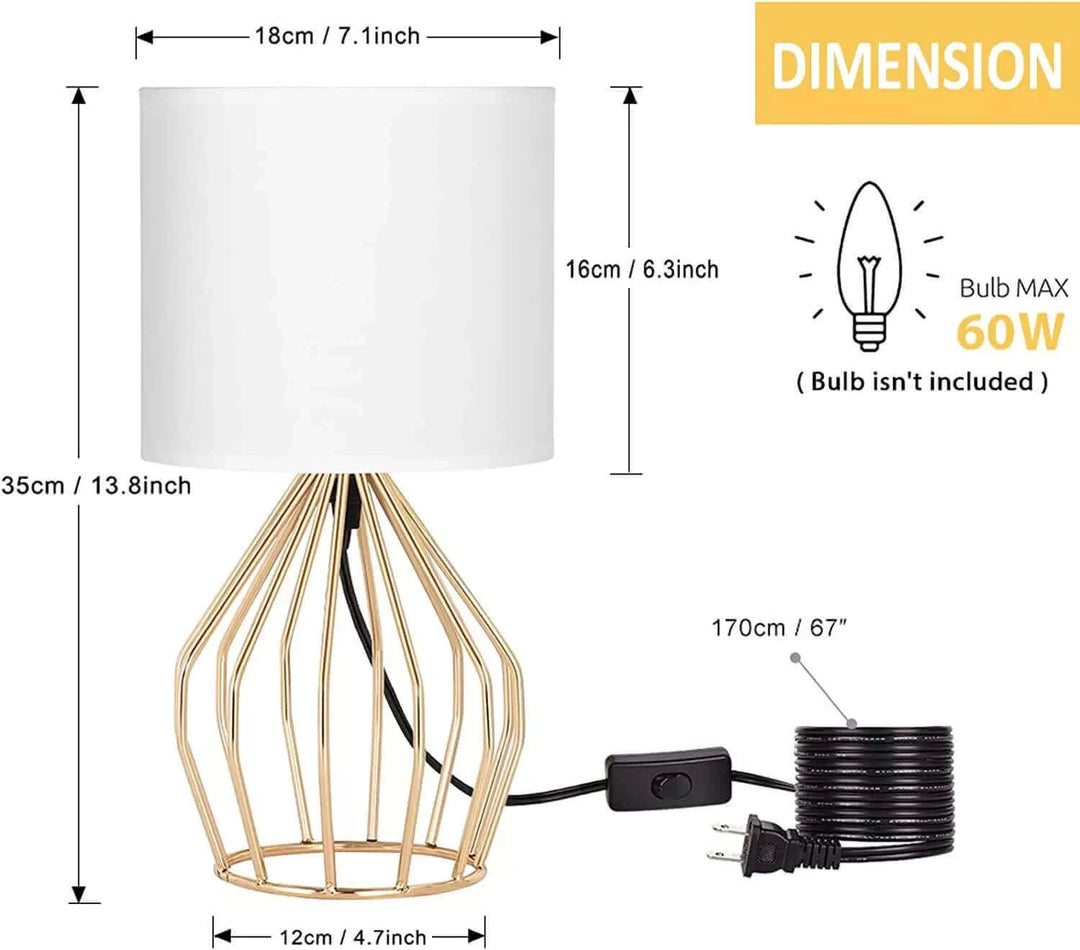 Gold Table Lamp - Modern Style Desk Lamp with Hollowed Out Base