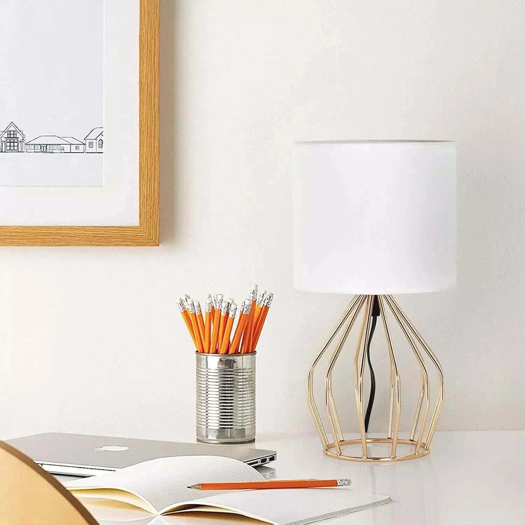 Gold Table Lamp - Modern Style Desk Lamp with Hollowed Out Base