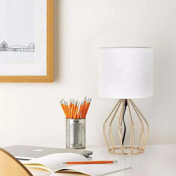 Gold Table Lamp - Modern Style Desk Lamp with Hollowed Out Base