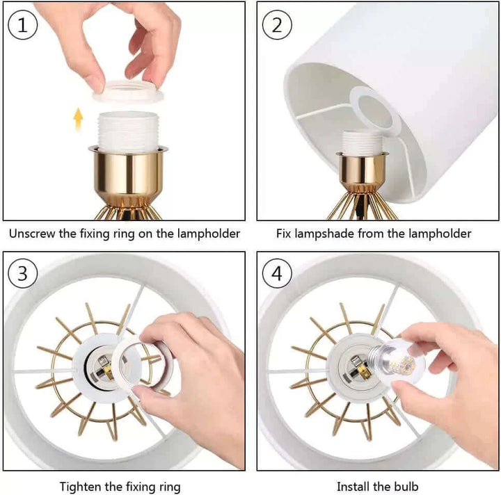 Gold Table Lamp - Modern Style Desk Lamp with Hollowed Out Base