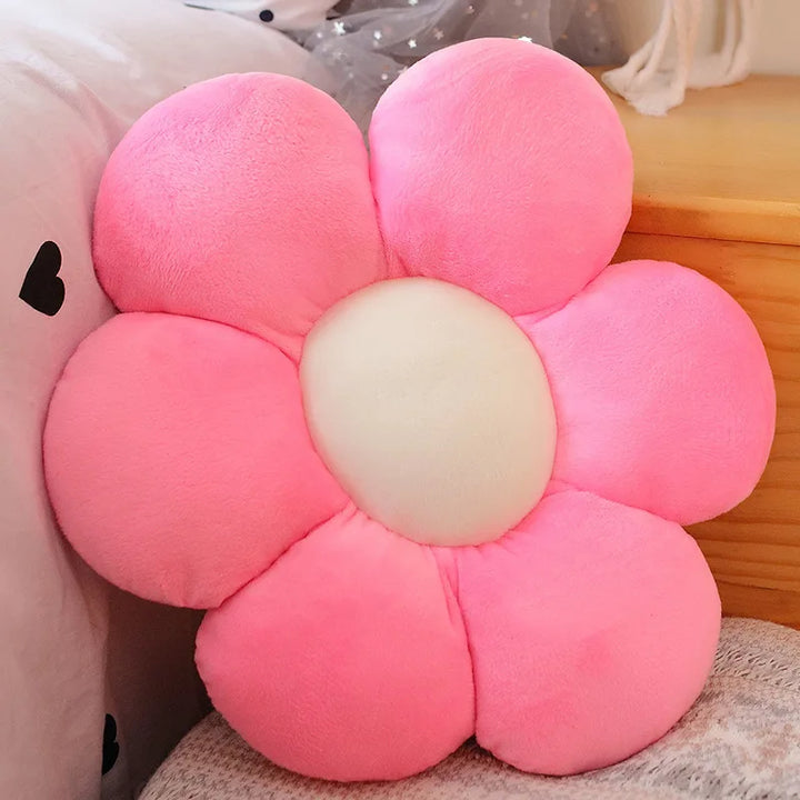 Furry Plush Flower Pillow Mat