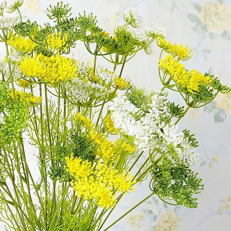 Artificial Lace Flower Branch with Green Leaves