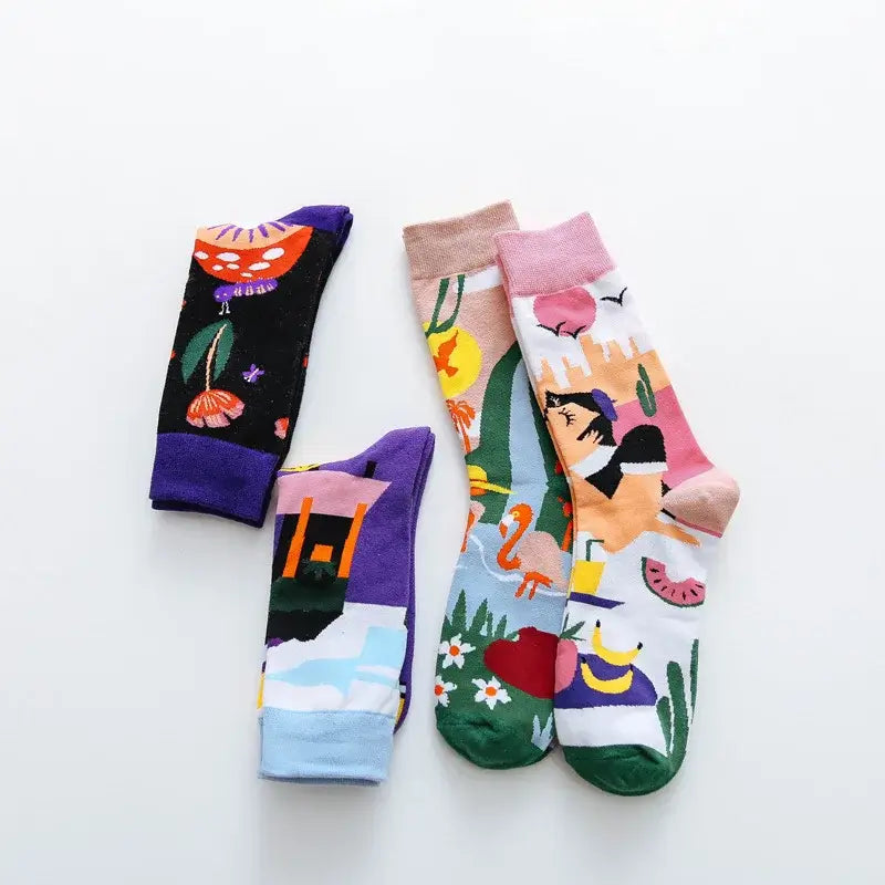 Colorful Occident Fashion Print Socks