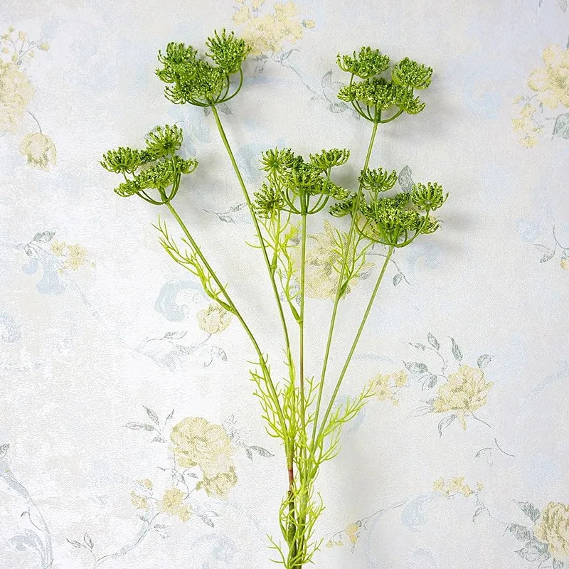 Artificial Lace Flower Branch with Green Leaves