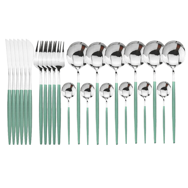 24pc Stainless Steel Cutlery Set - Modern Dining