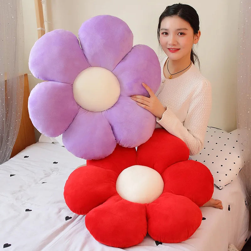 Furry Plush Flower Pillow Mat