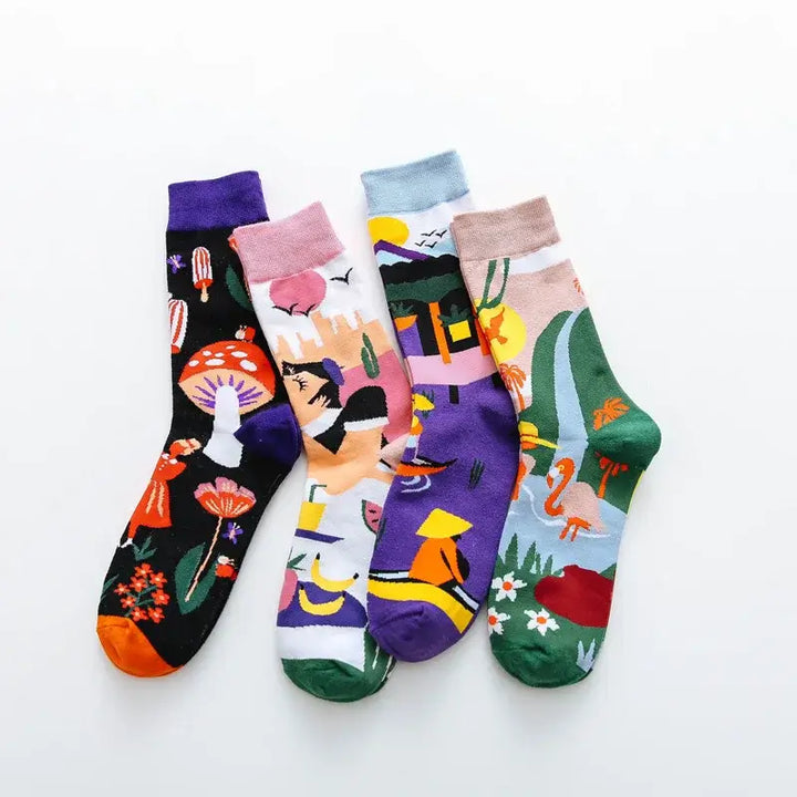 Colorful Occident Fashion Print Socks