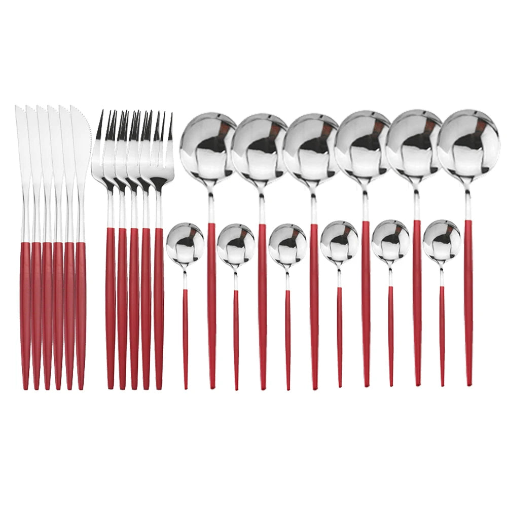 24pc Stainless Steel Cutlery Set - Modern Dining