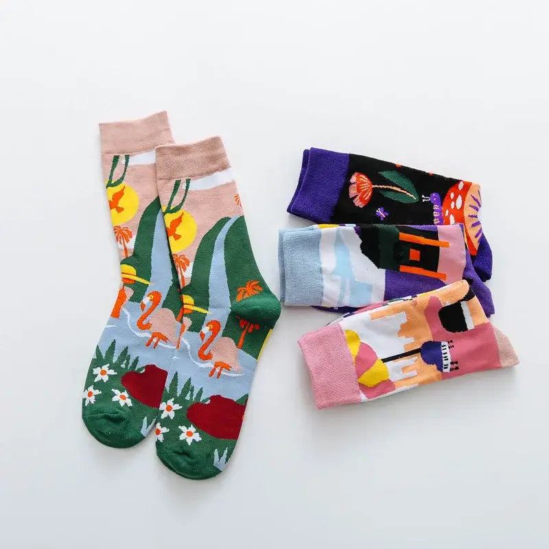 Colorful Occident Fashion Print Socks