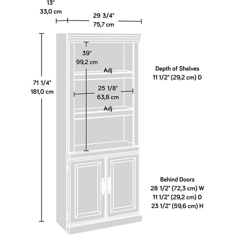 71-inch High 3-Shelf Wooden Bookcase with Storage Drawer in Cherry Finish