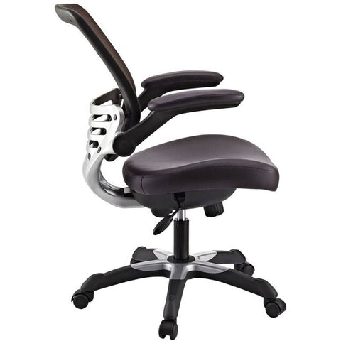 Modern Brown Mesh Back Ergonomic Office Chair with Flip-up Arms