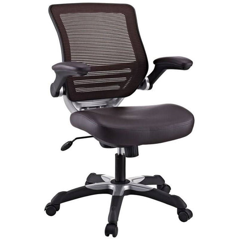 Modern Brown Mesh Back Ergonomic Office Chair with Flip-up Arms