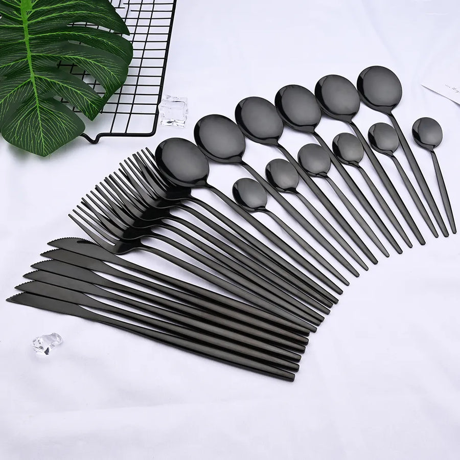 24pc Stainless Steel Cutlery Set - Modern Dining