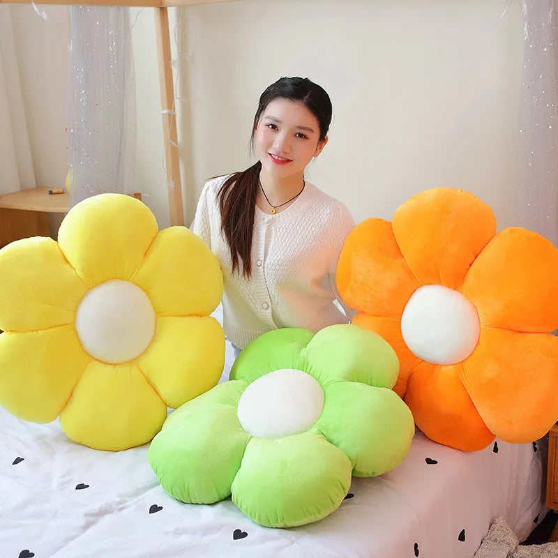 Furry Plush Flower Pillow Mat