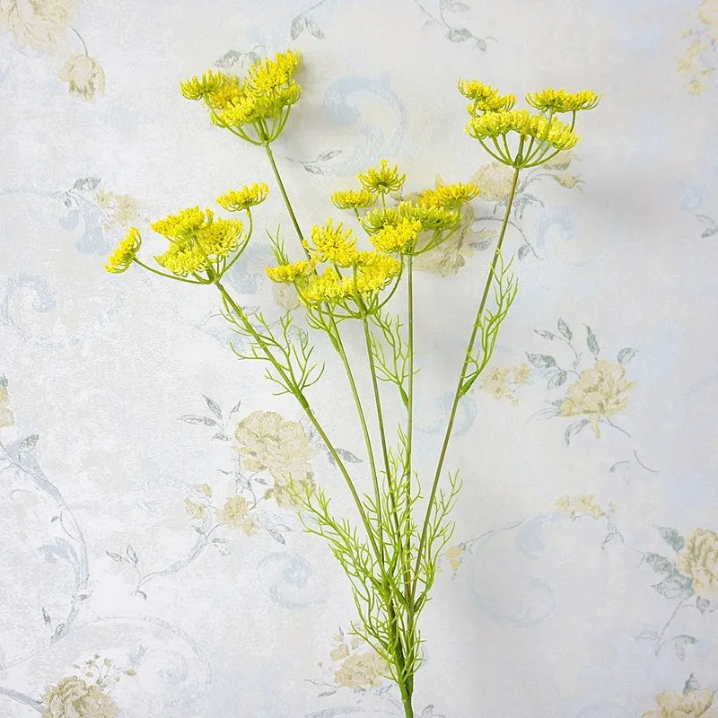 Artificial Lace Flower Branch with Green Leaves